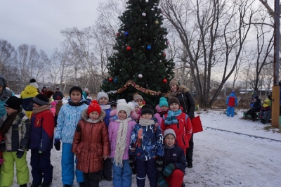 Новогодние гуляния у ёлки в ДК  Радуга п. Пионерского